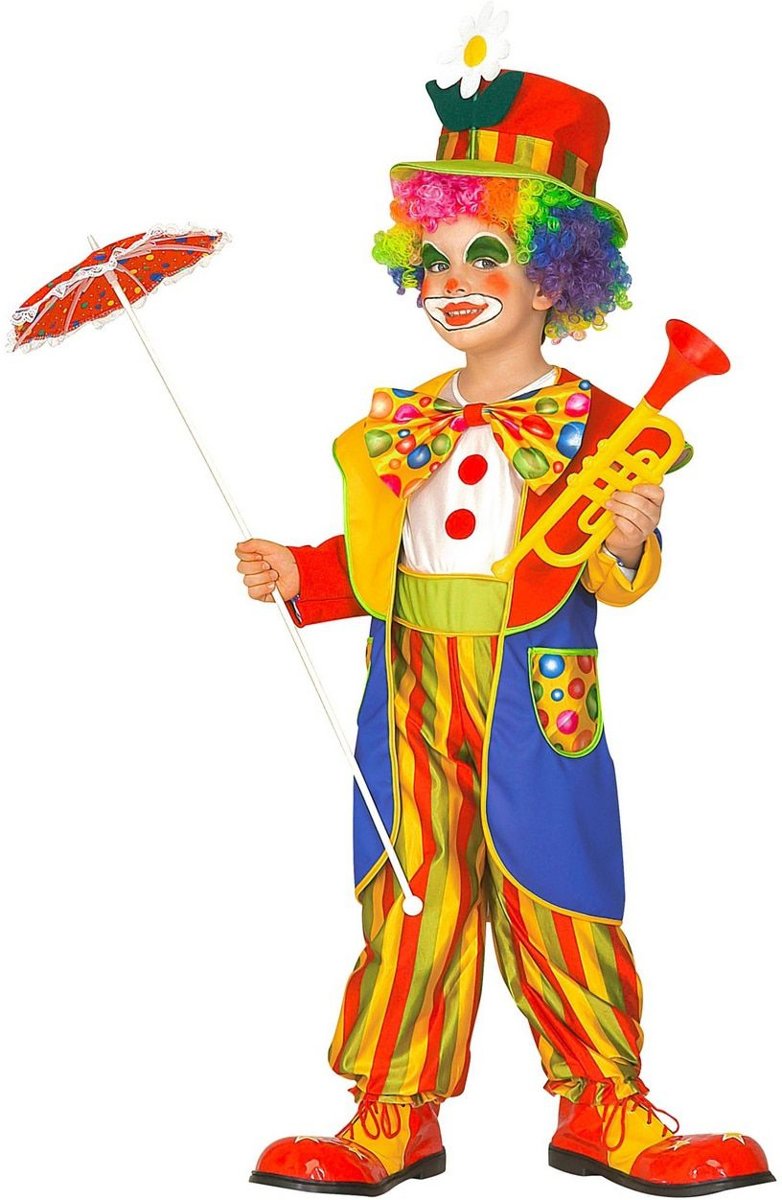 Clown & Nar Kostuum | Knettergekke Clown Circus Boltini Kind Kostuum | Maat 116 | Carnaval kostuum | Verkleedkleding